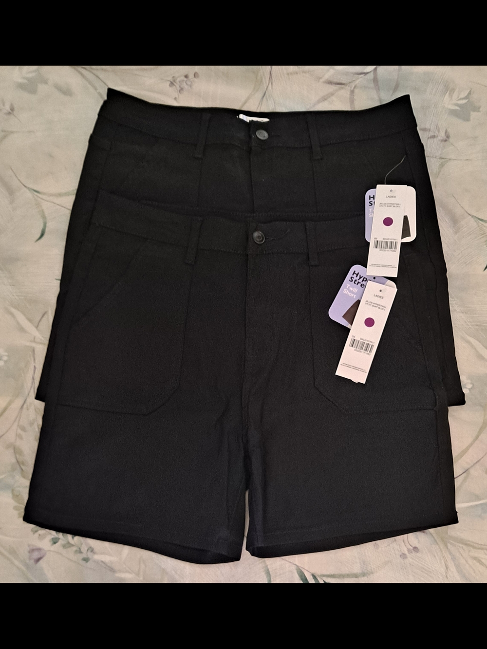 2 Pairs Just Be Women's Black Twill Hyper Stretch Shorts